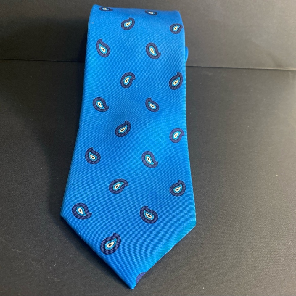 Countess Mara Blue Paisley Tie 100% Silk Hand Made Luxurious Skinny
